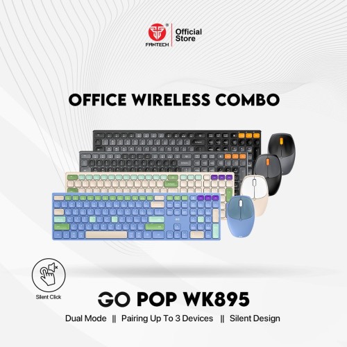 GO WK895 POP Office Wireless Keyboard & Mouse Combo – 110 Keys, Dual Connection