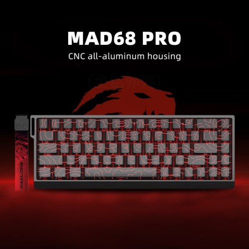 Madlions Mad68 Pro Hall Effect Magnetic Switch Gaming Keyboard (Black/White Topographic Gateron Jade Switch)