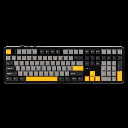 AULA F108 Full Size Gaming Keyboard – Mechanical RGB, 108 Keys (Black Yellow/ Leobog Volcano Switch)