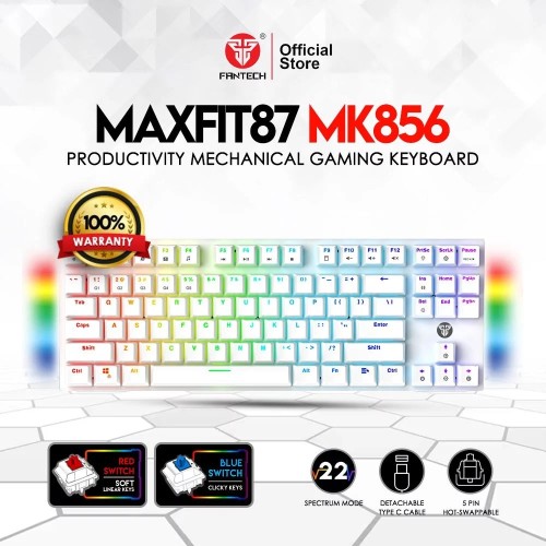 Fantech MAXFIT87 MK856 TKL RGB Mechanical Gaming Keyboard – Red Switch