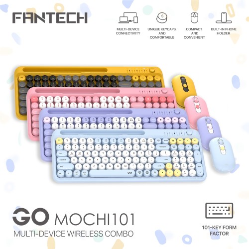 Fantech Go Mochi 101 (WK899) Wireless Keyboard Mouse Combo With Bluetooth & 2.4GHz – Multi-Device Support