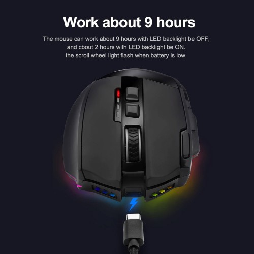 Redragon Sniper Pro M801P RGB USB & 2.4G Wireless Gaming Mouse 16400DPI 10 Buttons Programmable Ergonomic For Gamer Mice Laptop PC