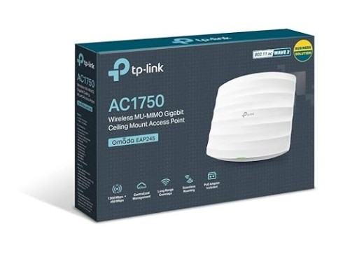 TP-Link Omada AC1750 Wireless Dual Band 1750Mbps Ceiling Mount Access Point – Seamless Roaming, Gigabit, MU-MIMO, Beamforming, Poe Powered, Band Steering, Airtime Fairness (EAP245)