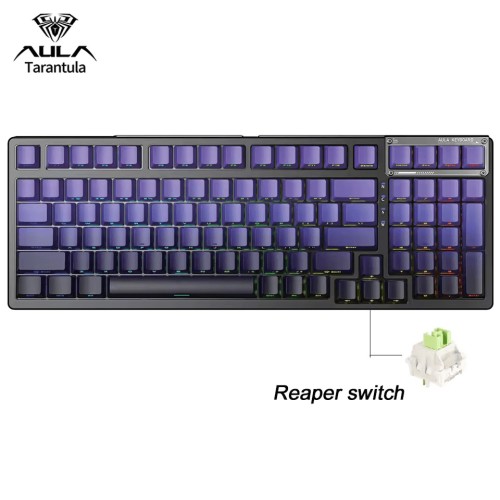 AULA F98 Pro Transparent Wireless Mechanical Keyboard – 95% Layout, Tri-Mode, Hot-Swappable, Gasket Mount, OLED Display, RGB Gaming Keyboard