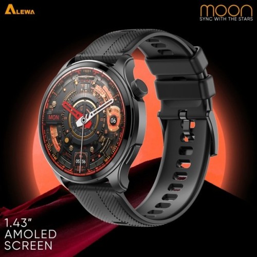Alewa Moon AMOLED Smartwatch – BT Call, 3ATM, Dual Strap