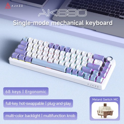 AJAZZ AK690 68-Key Wired Mechanical Keyboard – Maillard Switch Blue White