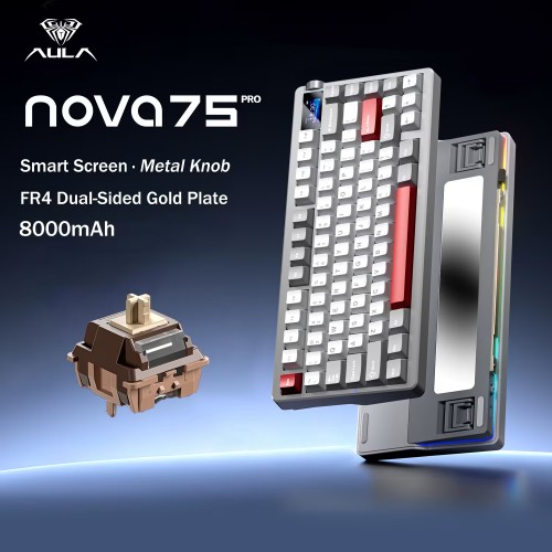 AULA NOVA75 Keyboard – Oriental Red, Caramel Latte Switch