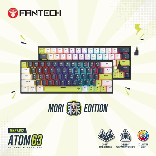 Fantech Atom 63 MK874V2 Mori Edition 60% Mechanical Gaming Keyboard (Red/Blue Switch)