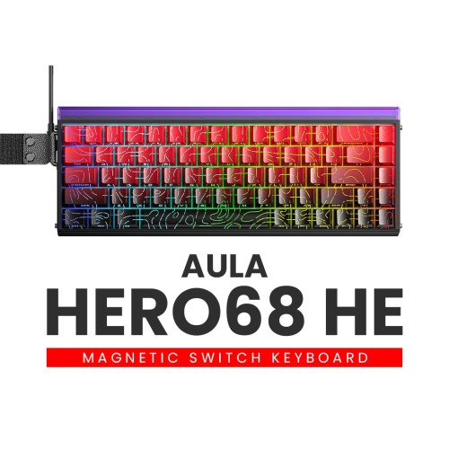 AULA HERO 68 HE Magnetic Switch Gaming Keyboard - White Topographic,Black King Magnetic Switch