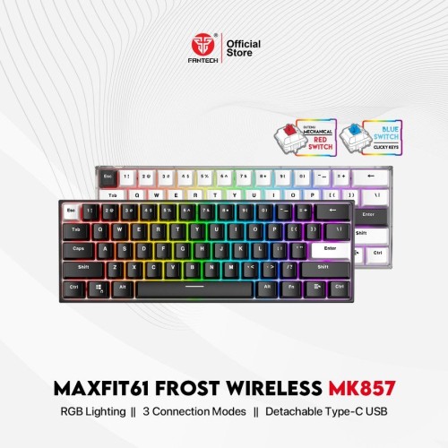 Fantech Maxfit61 MK857 Frost Wireless Modular Mechanical Keyboard – (Red/Blue Switch)