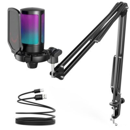 FIFINE A6T USB RGB Gaming Microphone Kit With Boom Arm