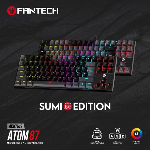 Atom 87 MK876 V2 RGB TKL Sumi Edition Wired Mechanical Gaming Keyboard