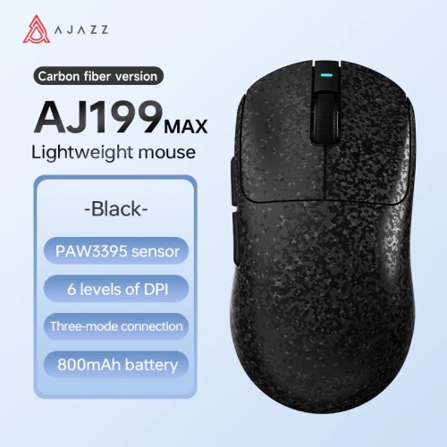AJAZZ AJ199 Wireless Gaming Mouse (Black/White) – 55g Tri-Mode, PAW3311, 24K DPI