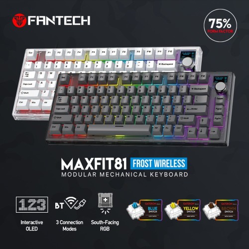 Fantech Maxfit81 MK910 Wireless Bluetooth 75% Mechanical Gaming Keyboard (Red Switch)