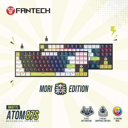 Fantech Atom87S MK877S Mechanical Gaming Keyboard Mori Edition White (Red / Blue Switch)