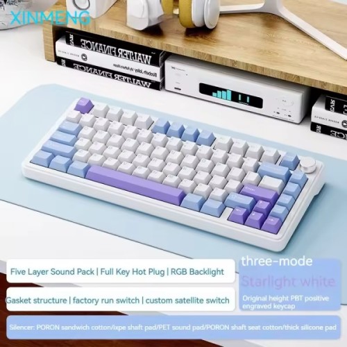 Xinmeng M75 Pro Custom Wireless Mechanical Keyboard 3-mode Bluetooth HIFI Gasket Hot Swap TFT Screen RGB NKRO Gamer Gift