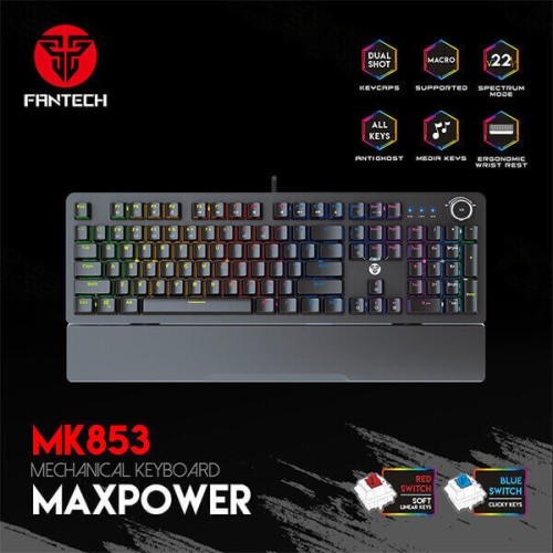 Fantech MK853 Maxpower Mechanical Gaming Keyboard – Black (Red/Blue Switch)