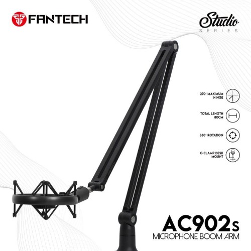 AC902s Adjustable Boom Arm Microphone Stand With C-Clamp Mount