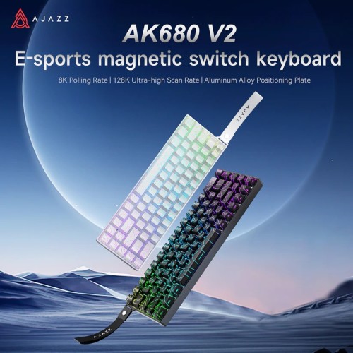 AJAZZ AK680 V2 HE Magnetic Gaming Keyboard (Black/ White Contour)