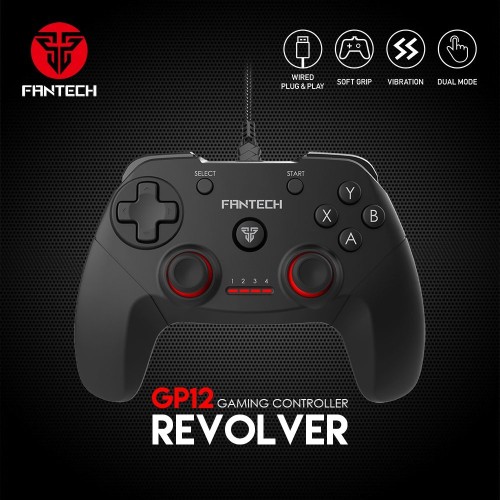 GP12 Revolver Wired Gaming Controller – Ergonomic USB Gamepad With Vibration Feedback