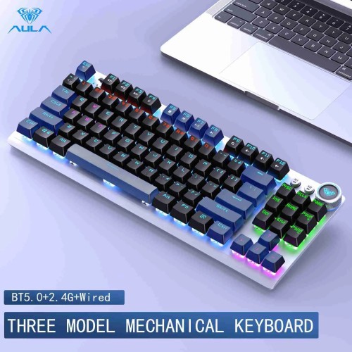 Aula F3001 Wireless Mechanical Keyboard – Tri-Mode, RGB, Hot-Swappable, 87 Keys