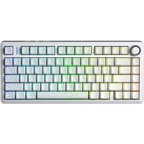 AULA F75 75% Hot Swappable Wireless Mechanical Keyboard – White Topographic (Star Vector)