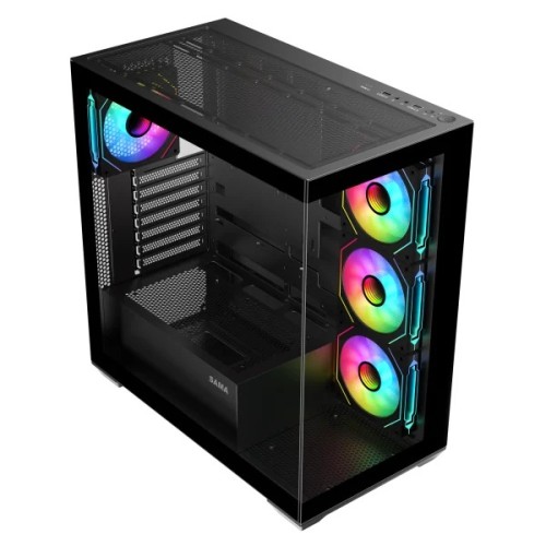 SAMA SV01 ATX Mid-Tower Gaming PC Case With 4 Pre-installed ARGB Fans – Black