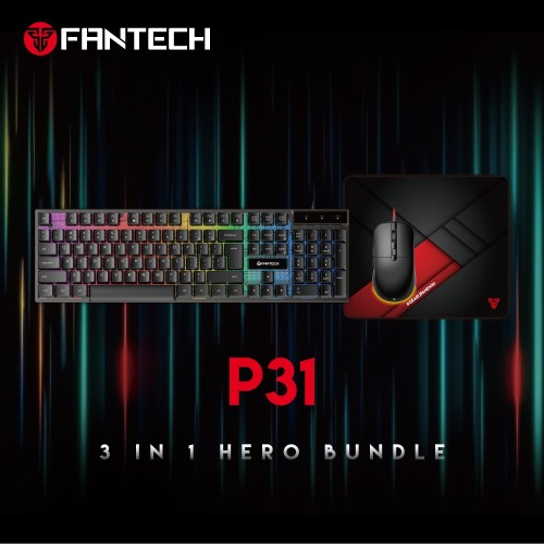Fantech P31 Hero Bundle 3-in-1 Gaming Set – Shikari K515 Keyboard, MP356 Mousepad, Kanata VX9 Mouse