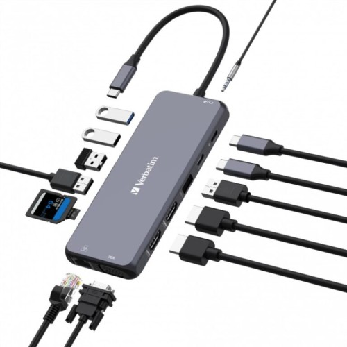 Verbatim USB-C Pro Multiport Hub 14-Port CMH-14 – 4K HDMI, 60W PD, Gigabit Ethernet