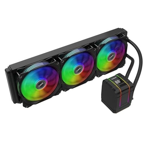 ALSEYE M360 Plus CPU Liquid Cooler, Temperature Display ARGB AIO CPU Water Cooler With 240mm Radiator & Triple 120mm ARGB PWM Fans LGA 1700 Compatible