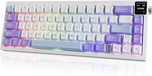 AJAZZ AK650 Dream Weaver 65% Hot-Swappable Mechanical Gaming Keyboard – RGB, Tri-Mode Wireless (Bluetooth/2.4 GHz) + Wired USB-C, South-Facing RGB (66 Keys)
