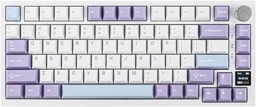 EPOMAKER Ajazz AK820 Pro 75% Mechanical Keyboard, Gasket-Mounted Gaming Keyboard With TFT Smart Display&Knob, Bluetooth 5.1/2.4G Wireless/Type-C Wired Custom Keyboard (Purple, Flying Fish Switch)