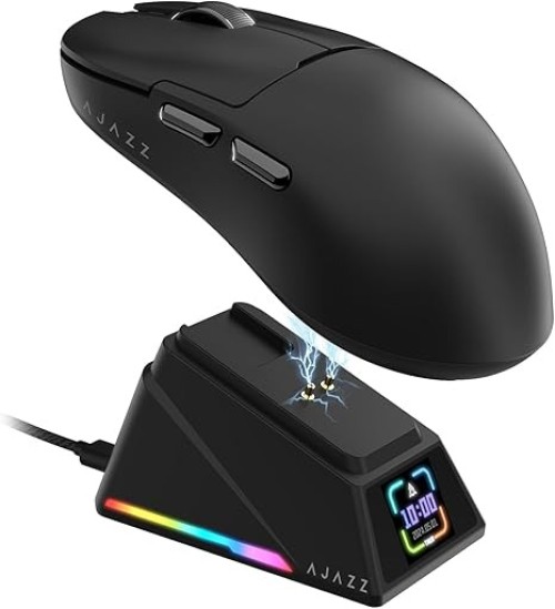 AJAZZ AJ159 APEX Wireless Gaming Mouse With Magnetic Charging Base, 42K DPI, 8K Polling Rate, And Programmable Buttons(black)