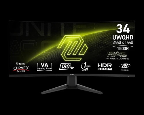MSI MAG 346CQ 34” 180Hz UWQHD Curved Monitor | 1ms, FreeSync