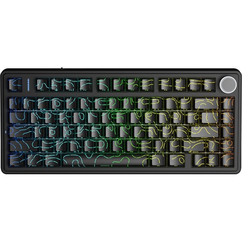 AULA F75 75% Hot Swappable Wireless Mechanical Keyboard – Black Topographic Star Vector