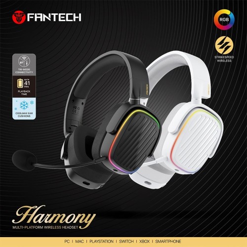 Fantech WHG02 Harmony Wireless Headset – Tri-Mode Multi-Platform | Noise Cancelling Mic