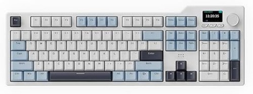 AJAZZ AK35I V3 Full Size Hot-Swappable Mechanical Gaming Keyboard – 104 Keys, RGB, TFT Display & Volume Knob, Bluetooth/2.4G/USB-C