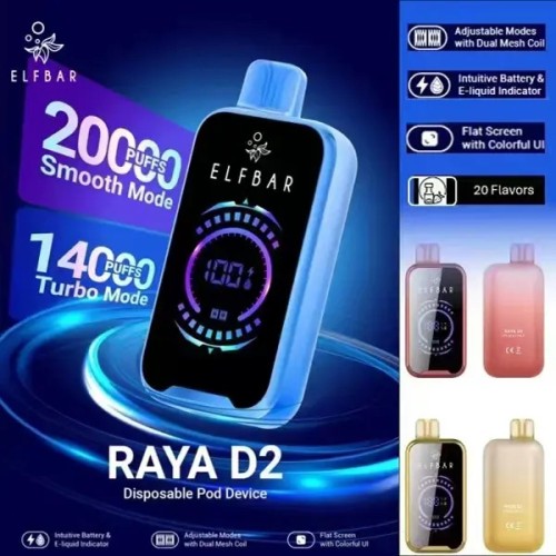 Elf Bar RAYA D2 20K 20000 Puffs Disposable Vape Pod Device – 23ml, Dual Mode, Rechargeable