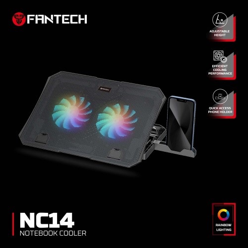 Fantech NC14 Notebook Cooler With RGB & Phone Holder