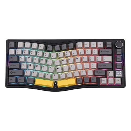 AJAZZ AKS075 Wireless Mechanical Gaming Keyboard – 75% Alice Layout, Hot-Swappable Gasket, 0.85” TFT Screen, BT 5.1 / 2.4GHz / USB-C, Flying Fish Switches, 5000mAh