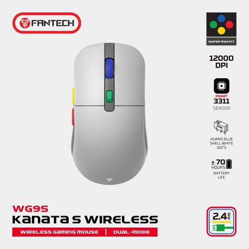 Fantech Super MaxFit Theme Kanata Wireless S WG9S Grey Gaming Mouse