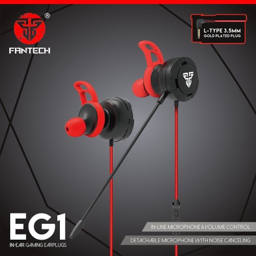 Fantech EG1 In-Ear Wired Gaming Earphone | Detachable Mic | 3.5mm TRRS Jack