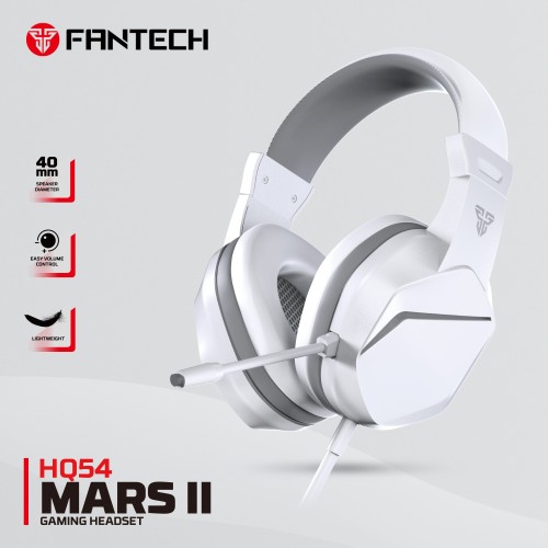 HQ54 Mars II Gaming Headset White – 3.5mm Jack, Noise-Cancelling Mic