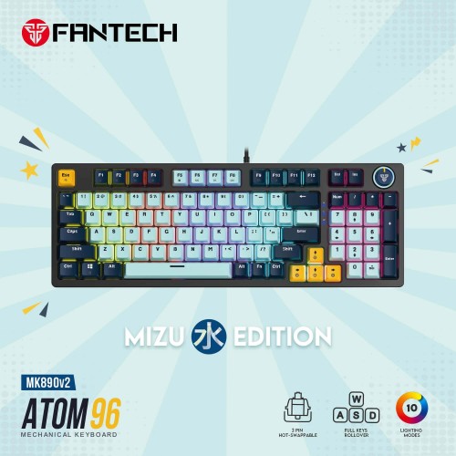 Fantech ATOM96 MK890 V2 Mechanical Gaming Keyboard – Mizu Series Sky Blue (Red/Blue Switch)