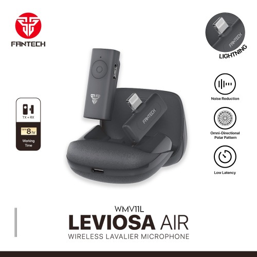 Leviosa Air WMV21C Wireless Lavalier Microphone (Type-C & Lightning, Dual Transmitter Set)