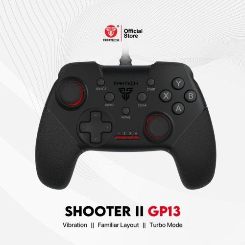 GP13 Shooter II Wired Gaming Controller – Dual Vibration Gamepad With Turbo Mode