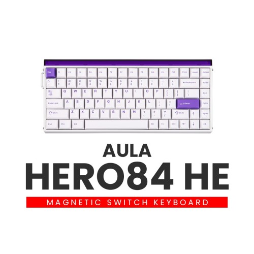 AULA HERO 84 HE Hall Effect Magnetic Switch Gaming Keyboard – White Topographic