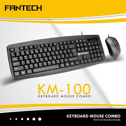 KM100 Wired Keyboard And Mouse Combo – Full-Size Office Set With 1200DPI Mouse