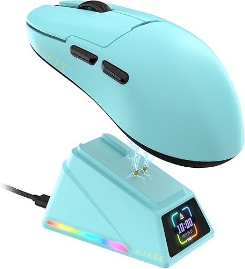 AJAZZ AJ159 APEX Wireless Gaming Mouse With Magnetic Charging Base, 42K DPI, 8K Polling Rate, And Programmable Buttons(Blue)