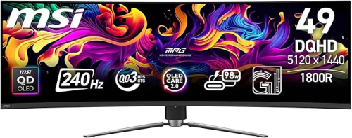 MSI MPG 491CQPX QD-OLED 49″ Curved Gaming Monitor — 240Hz, DQHD, 0.03ms